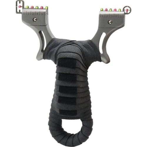New High-end Stainless Steel Flat Leather Slingshot Free Binding Flat Leather Catapult with Fiber Optic Sight Kids Toys