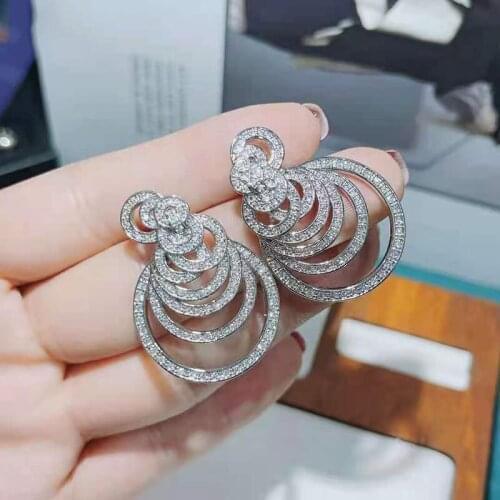 Funmode Luxury Micro Cubic Zircon Pave Drop Earring For Women Wedding Party Earring pendientes mujer Wholesale FE261