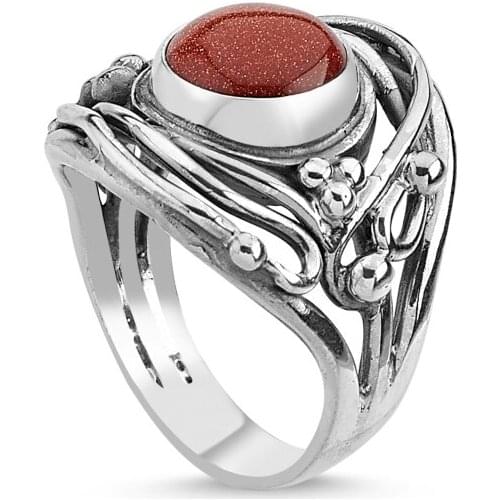 Silverlina Silver Star Stone Handwork Ring