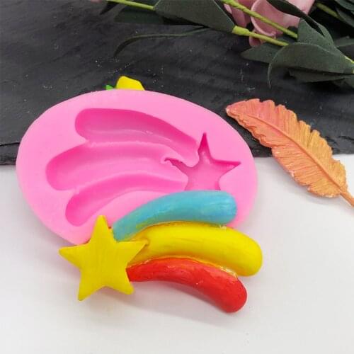 Meteor Rainbow Silicone Mold Chocolate Flip Sugar Cake Decorative Baking Tool Handmade Handmade Drop Glue Aromatherapy moulds