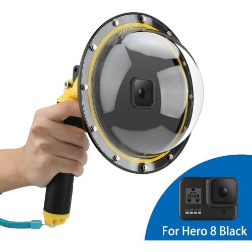 TELESIN Dome Port 30M Waterproof Housing Diving Lens with Bubble Floating Grip Trigger for GoPro Hero 8 Black Camera Accessories