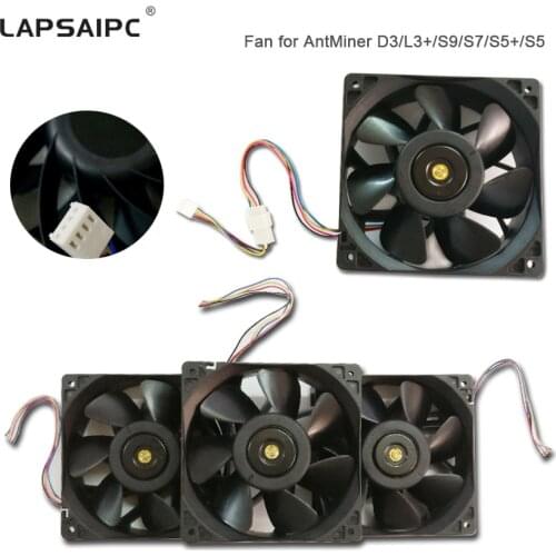 Lapsaipc Cooling Fan For Miner S9 D3 A3 L3 L3+ S7 T9 T9+ Replacement Powerful fan Bitcoin Antminer Fan 12cm PWM Speed controll