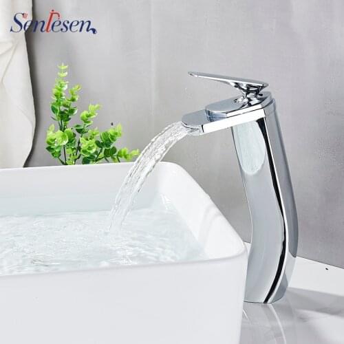 Senlesen Tall Bath Sink Faucet Bathroom Slim Hot and Cold Basin Water Mixer Tap Bathroom Single Sink Faucet