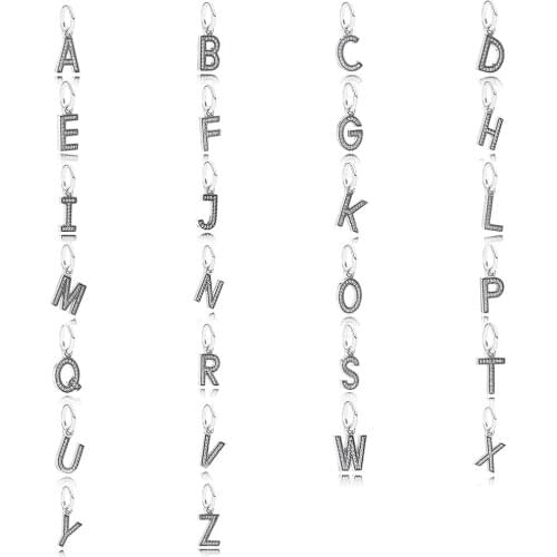 Fashion New 26 Letter A To Z Silver Dangle With Cubic Zirconia Wild Original Female Jewelry Send Girlfriend Birthday Gift