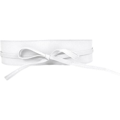 Women Soft Faux Leather Solid Color Waist Belt Bow Tie Wide Wrap Around Boho Corset Vintage Elegant Bodice Waistbnd