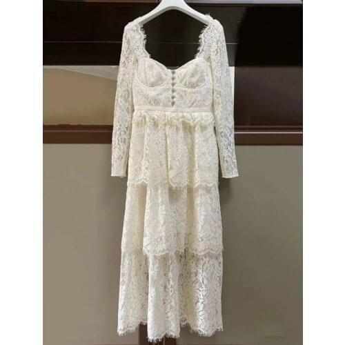 Women Loong Sleeve White High Quality Dress