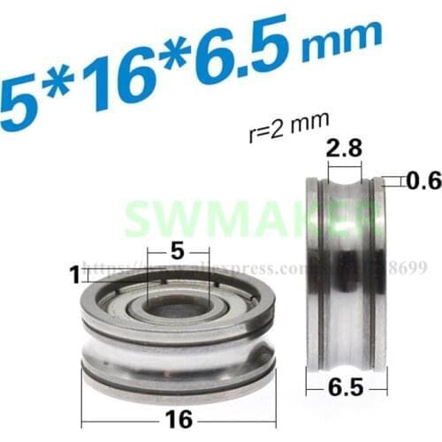 1pcs 5*16*6.5mm 625zz Non-standard Bearing, U-grooved Track Guide Wheel, Metal Wheel, Groove Wheel, Rolling Pulley