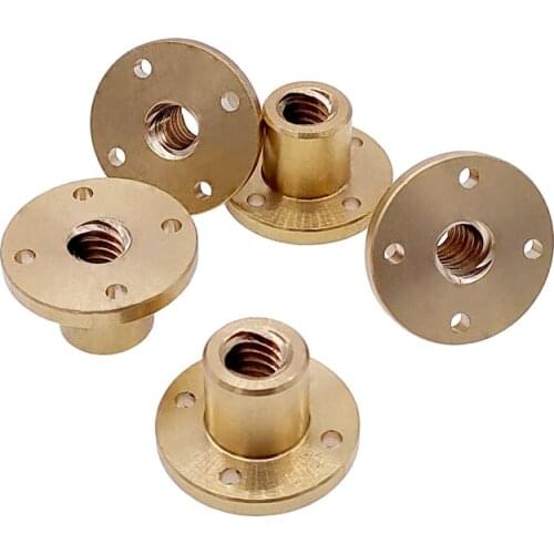 1pcs T10 leadscrew nut Pitch 2mm Brass Nut Brass Lead Screw Nut for CNC Parts 3D Printer Accessories