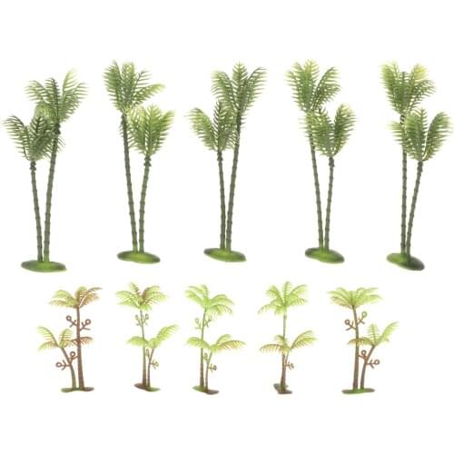 10x Coconut Trees Railway Train Garden Architecture Landscape Model 1/75 1/150 Scenery Trees Diorama Decor OO N Scale Green