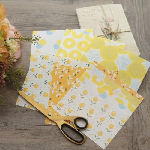 15 Sheets DIY 5 Style 15.2*16.2cm Yellow Flower Sunlight Design Craft Paper Scrapbooking Creative Paper Gift Use