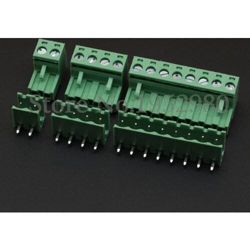 20 Set 5.08MM Pitch PCB Pluggable Terminal Block Connector 2/3/4/5/6/7/8/9/10P Right Angle Open KF2EDGK Green