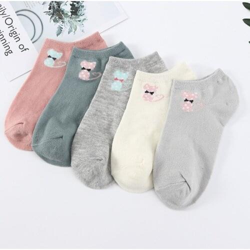 5 Pairs/Set Kawaii Women Socks Harajuku Animal Cartoon Lovely Cotton Socks Meias Cute Frilly Socks Ladies Female Size35-42