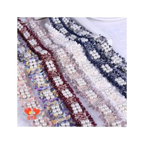 5yards/Pack New Fashion Plush Edge Beaded Ribbon Pearl Accessories DIY Clothing Accessories Width 3cm