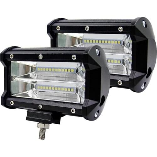 72W 6000K 24LED White Light Work Light Bar 12V 5inch Super Bright Spotlight Lamp for Offroad Truck Car Boat