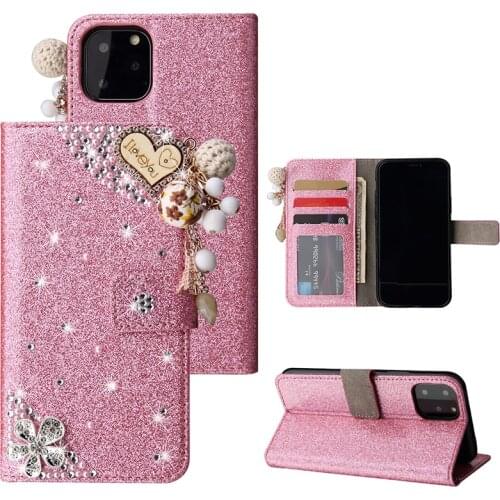 Glitter Diamond Flip Leather Wallet Case For iPhone SE 2020 11 Pro Max X XR XS Max 6 6s 7 8 Plus Phone Case For Samsung Huawei