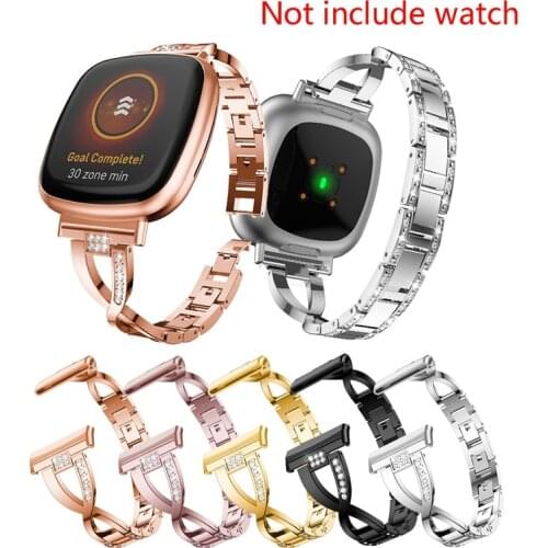Diamond Watch Band for Fitbit Versa 3 Stainless Steel Strap Lady Women Bling Diamond Band Strap