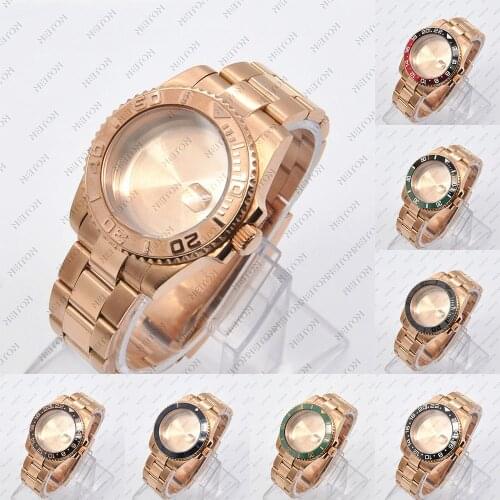 NEITON 40mm Black PVD Case Sapphire Glass Black Fit ETA2836 NH35/36 Mingzhu DG2813/5833 Miyota 8215/8205 Back Transparent Glass