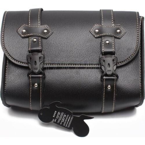 Black Motorcycle Saddle Bags PU Leather Motorbike Side Tool Pouch Tail Bag Luggage Borsello Moto Universal D20