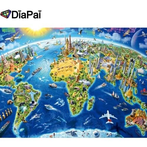 DIAPAI Diamond Painting 5D DIY 100% Full Square/Round Drill "City plane ship" Diamond Embroidery Cross Stitch 3D Decor A24747