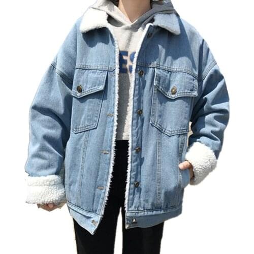 ZG1501 new 2020 autumn winter women fashion joker casual loose thicken students denim jacket cheap wholesale