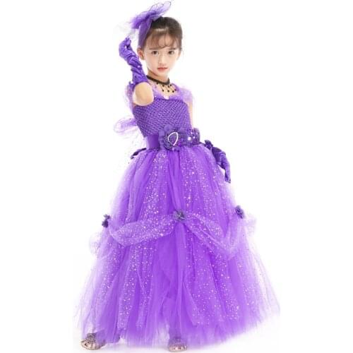 Elegant Purple Royal Blue Flower Girl Dresses for Wedding Party Childrens Dress Cosplay Evening Party Tutu Dress