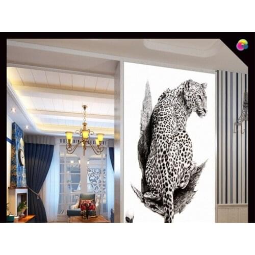 Cheetah Hallway Mural Photo Wallpaper for Living Room Home Wall Art Decor 3D Painting Entrance MuralsDecorative Home Improvement