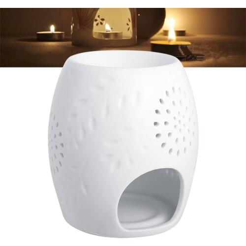 White Hollow Ceramic Wax Melt Warmer Art Candle Light Holder Essential Oil Fragrance Base For Home Room Warm Decoration