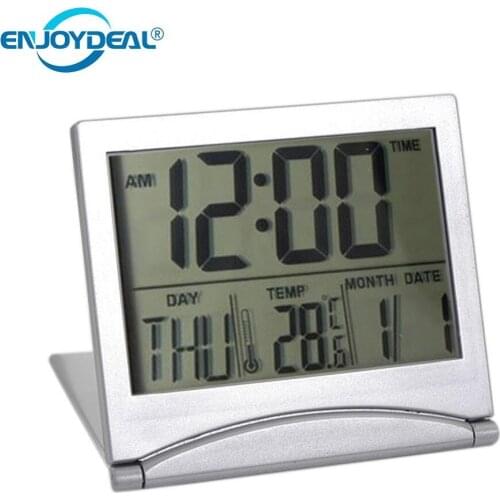 Brand New Modern Digital LCD Weather Station Folding Desk Temperature Travel Digital LCD Alarm Clock Camping