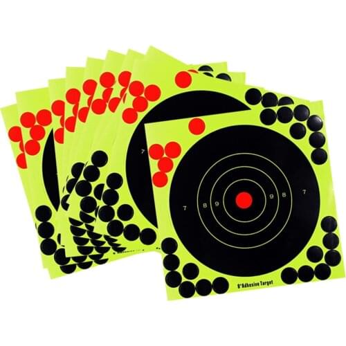 Outdoor Indoor Shooting Targets 8 inch Adhesive Target Splatter Glow Shot Rifle Florescent Paper Target 10 Pieces