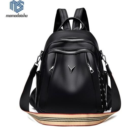 Multifunction Women Backpack Female Soft Leather Casual Black Shoulder Bag High Quality School Bags For Girls Back Pack Mochilas