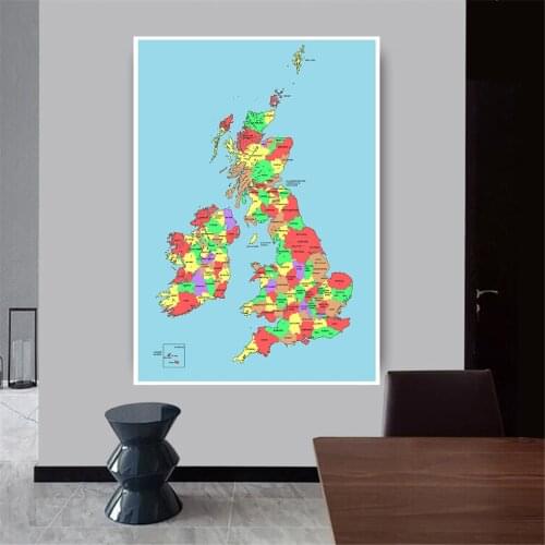 100*150cm The United Kingdom Map Wall Poster Non-woven Canvas Painting Living Room Home Decoration School Supplies