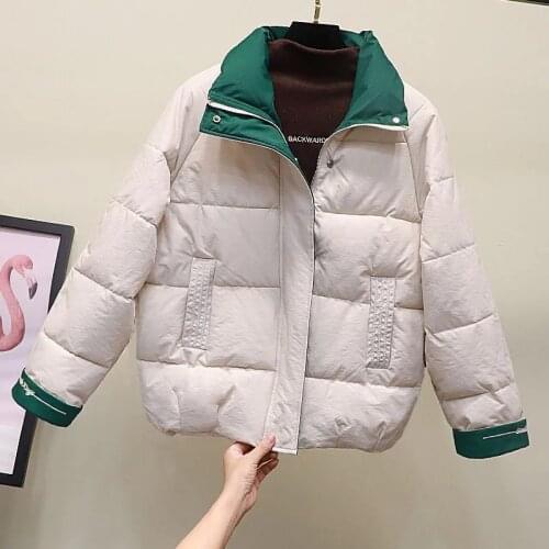 2021 New Winter Jacket Women Parkas Stand Collar Basic Coat Warm Casual Cotton Padded Parka Female Short Jackets Outwear