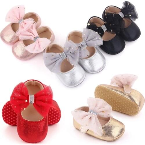 New 0-18 Months Baby Crib Shoes Spring Autumn Toddlers PU First Walkers Infant Soft Bottom Girls Princess Shoes