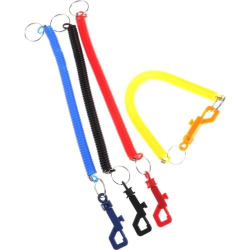 Practical Retractable Plastic Elastic Rope Key Ring Security Gear Tools For Outdoor Camping Anti-lost Phone Spring Keychain Tool