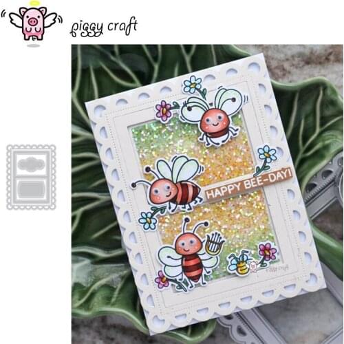 Piggy Craft metal cutting dies cut die mold Wavy rectangular frame Scrapbook paper craft knife mould blade punch stencils dies