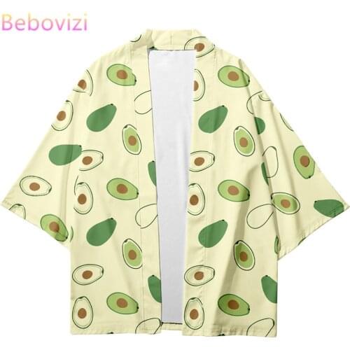 Plus Size XXS-4XL Fruit Print Harajuku Japanese Fashion Male Kimono 2020 Men and Women Cardigan Blouse Asian Clothes Samurai
