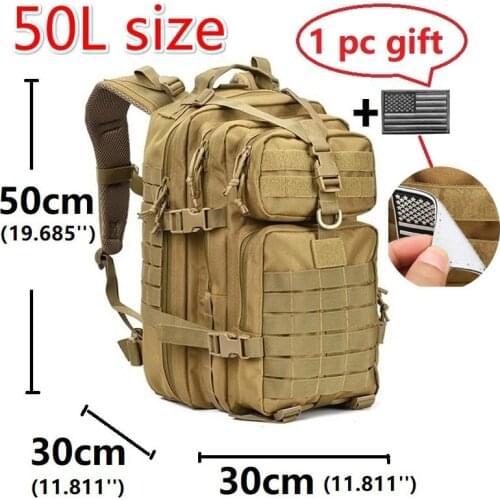50L 1000D nylon outdoor military fan tactical backpack waterproof camping mountaineering HIKING FISHING HUNTING Backpack