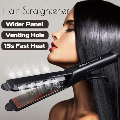 Steam Hair Straightener Four Gear Ceramic Tourmaline Flat Irons Hair Straighting Steams Wide Plate Straight with Venting Hole
