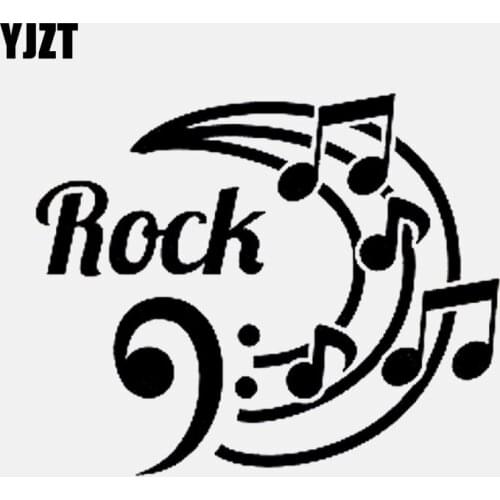 YJZT 13CM*10.7CM Cartoon Rock Music Musical Notes Vinly Black/Silver Car Sticker C22-0582