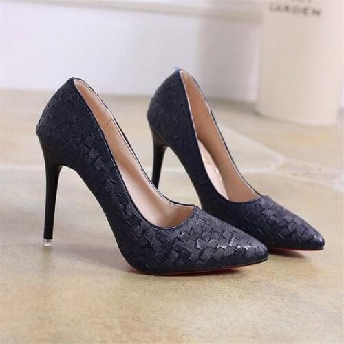 Women Shoes Stiletto 10cm High Heels Women Pumps PU Leather Pointed Toe Ladies Party Wedding Woman Shoes