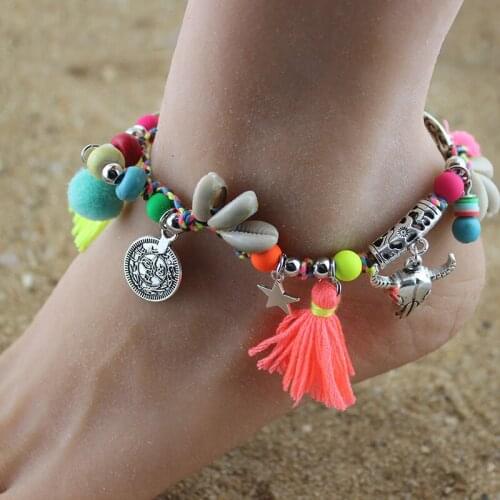 HOT Bohemian style Jewelry Womens Bracelets Colorful Accessories Colorful Beads Alloy Ankle