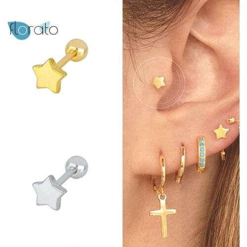 925 Silver Ear Needle Tiny Minimalist Star Stud Earring for Women Piercing Mini Gold Silver Color Jewelry Wedding Accessories