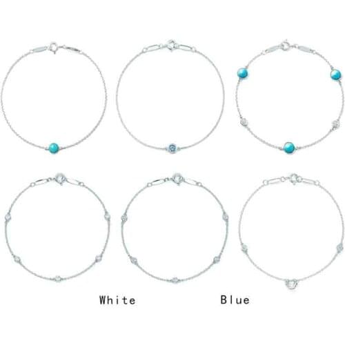Tif 925 Sterling Silver Classic Style Ladies Bubble Turquoise Diamond Bracelet With Original Logo China Factory