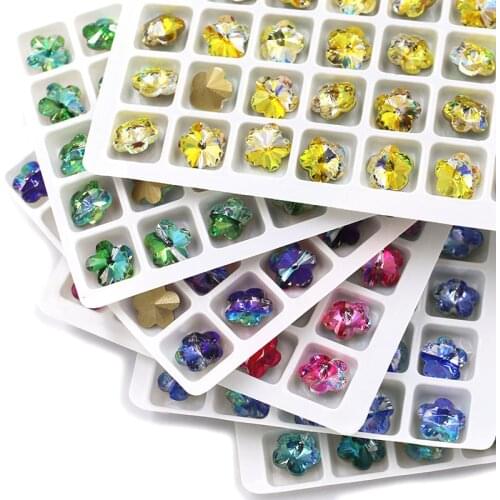 Jewelry Making 10mm Plum Bossom Shape Glass Crystal Stones Margarita Laser Pointback Rhinestones For Necklaces/Earrings