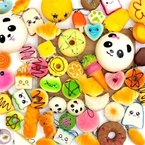 10Pcs\30 Pcs Squishy Slow Rising Adorable Bread Cake Bun Pendant Donut Charm Squishies Toy Squeeze ,Stress Relief Toy