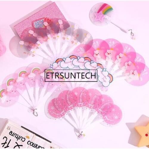 200pcs Cartoon Folding Fan Cute Animal Pig Summer Travel Trip Foldable Mini Hand Fans Kids Birthday Party Favor and Gift