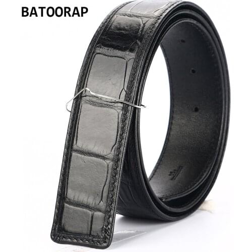 2021 Top Brand Simple High-end Crocodile Belt Luxury Designer Men Crocodile Belly Belt Black Brown Does not include belt buckle
