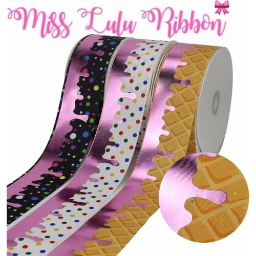 3"75mm Pink Foil Colorful Spots Printed Grosgrain Ribbon DIY Dessert Birthday Party Decor Hair Bowknots 50yards/roll