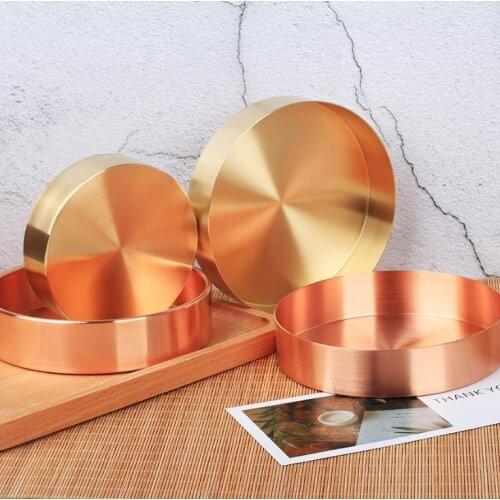 50pcs Nordic Chic Style Metal Copper Round Brass Gold Oval Storage Case Tea Tray Jewelry Box Home Decoration SN3750
