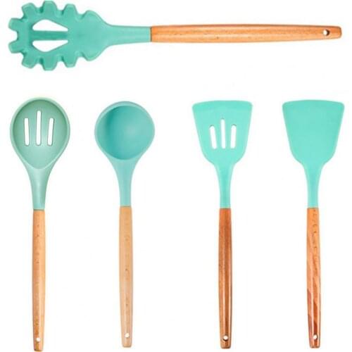 60%HOTCooking Spatula Strong Construction Heat Insulation Handle Silicone Heat-resistant Easy Flex Design Soup Spoon for Home